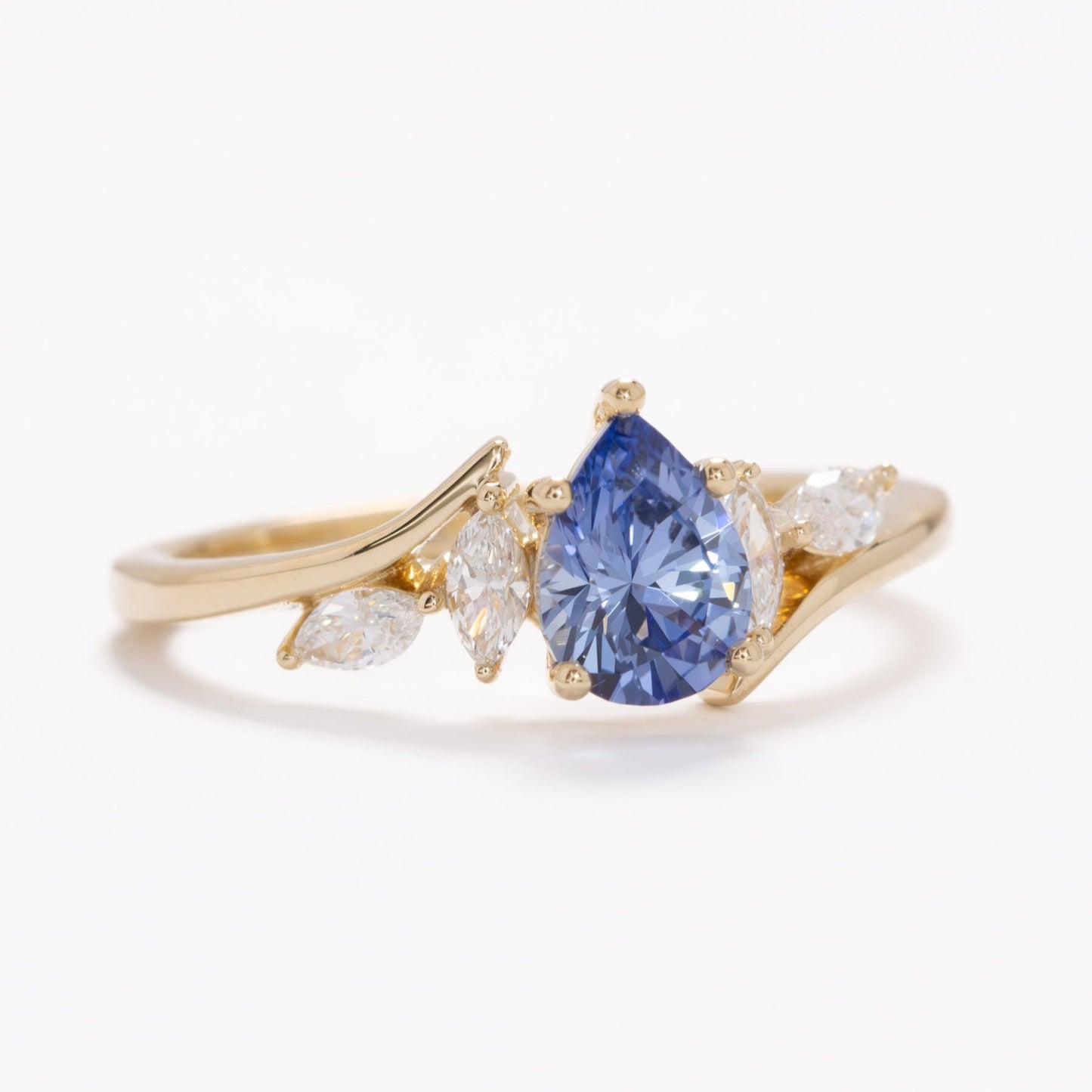 saige wedding set with periwinkle lab sapphire