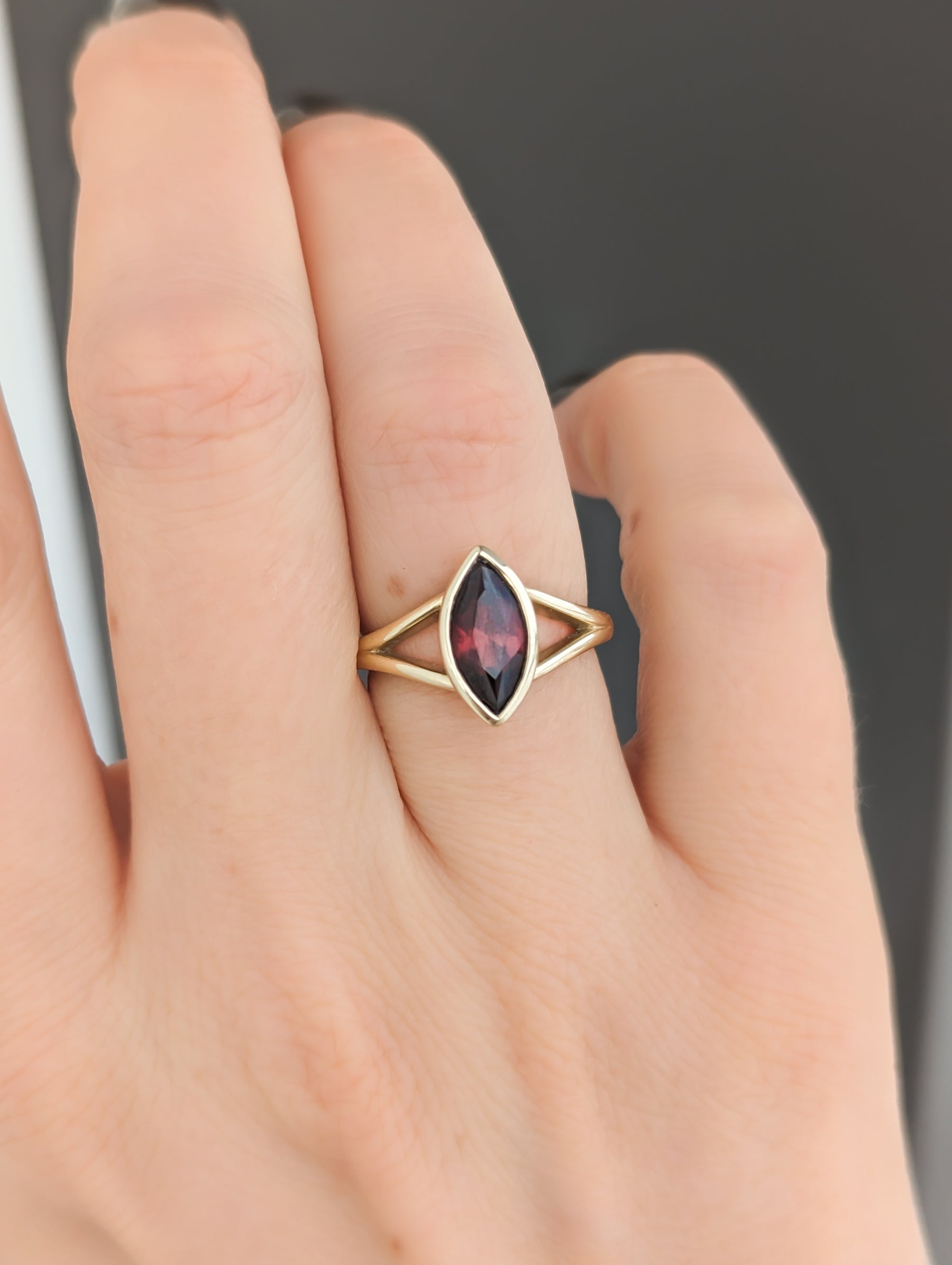 shion engagement ring marquise red zircon