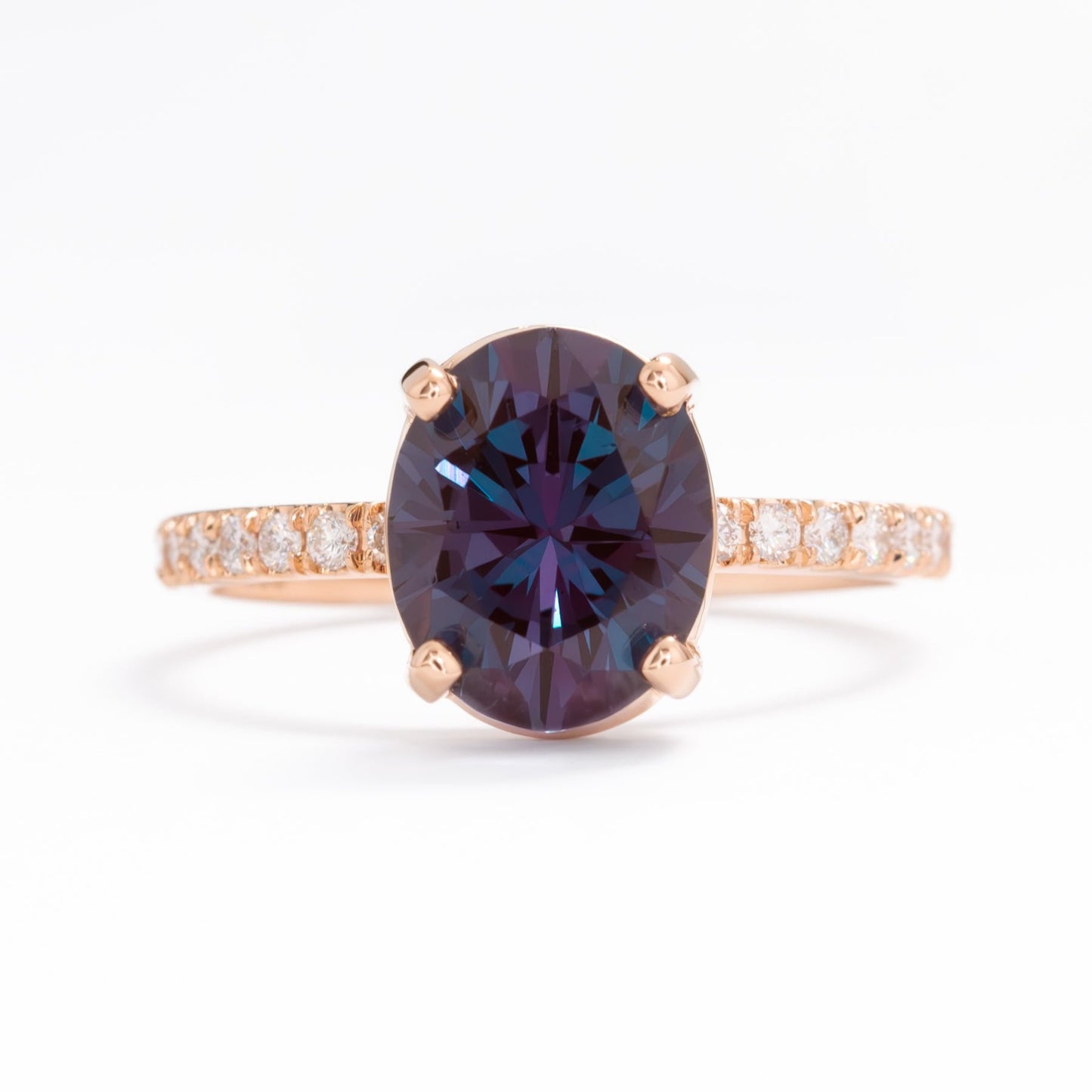 sofia ring in rose gold with oval lab alexandrite