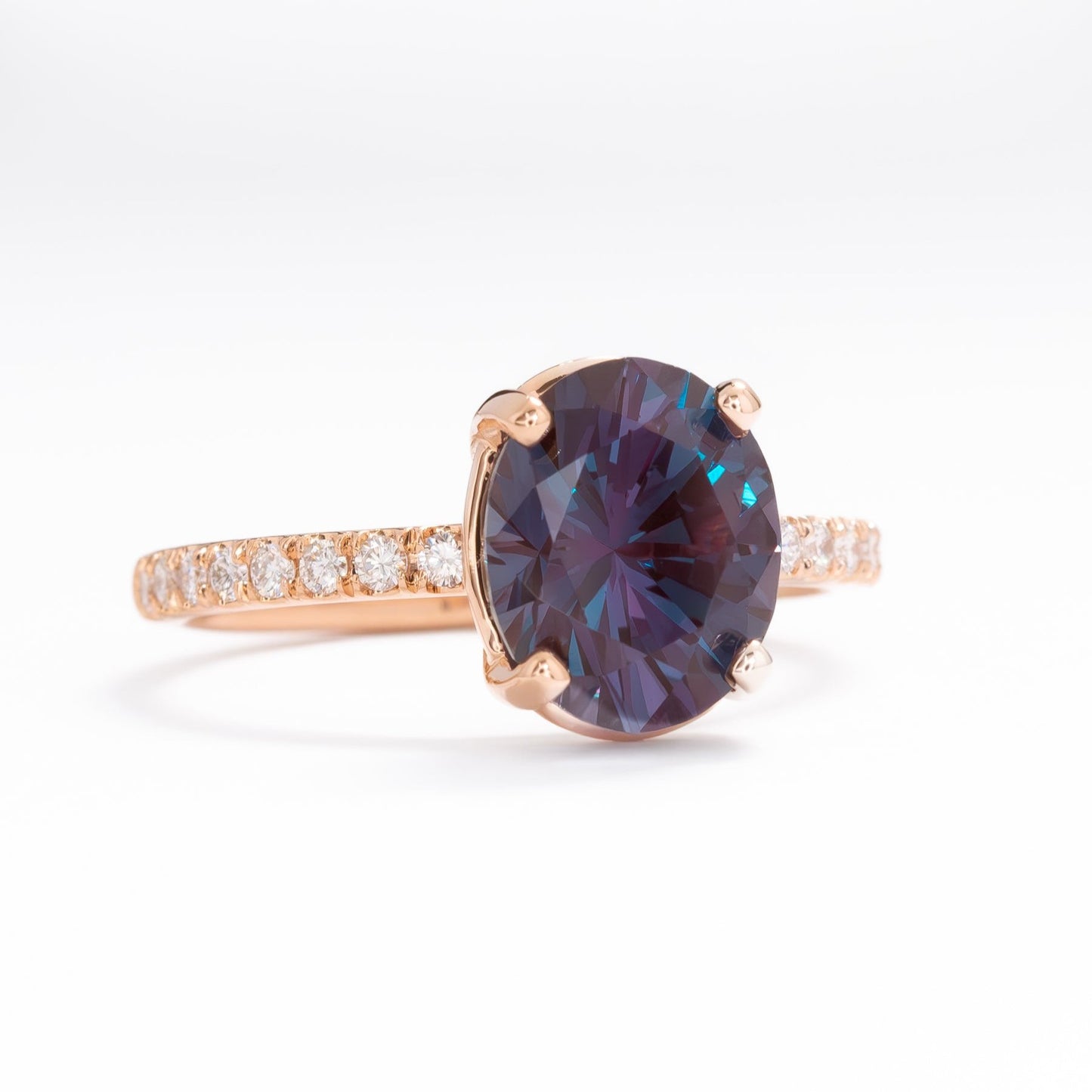 sofia ring in rose gold with oval lab alexandrite