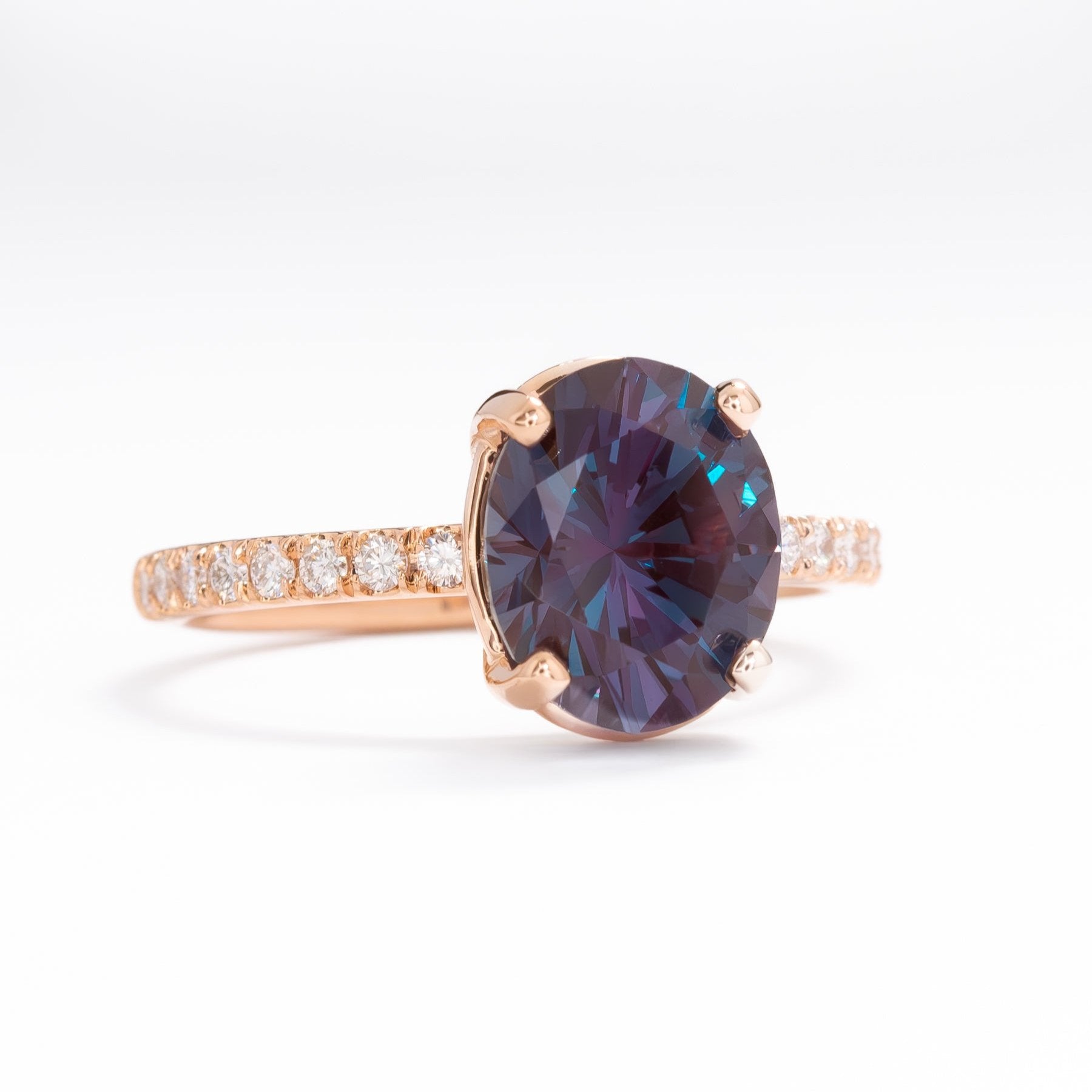 sofia ring in rose gold with oval lab alexandrite