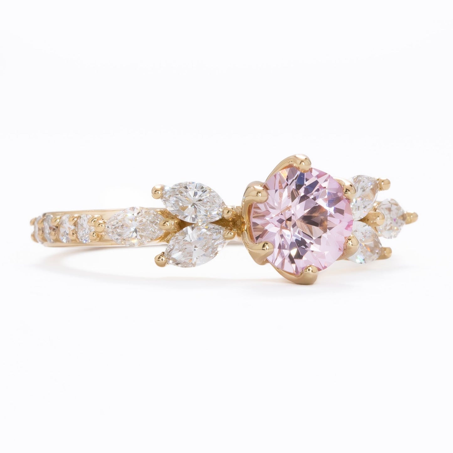 talia engagement ring with pink lab sapphire