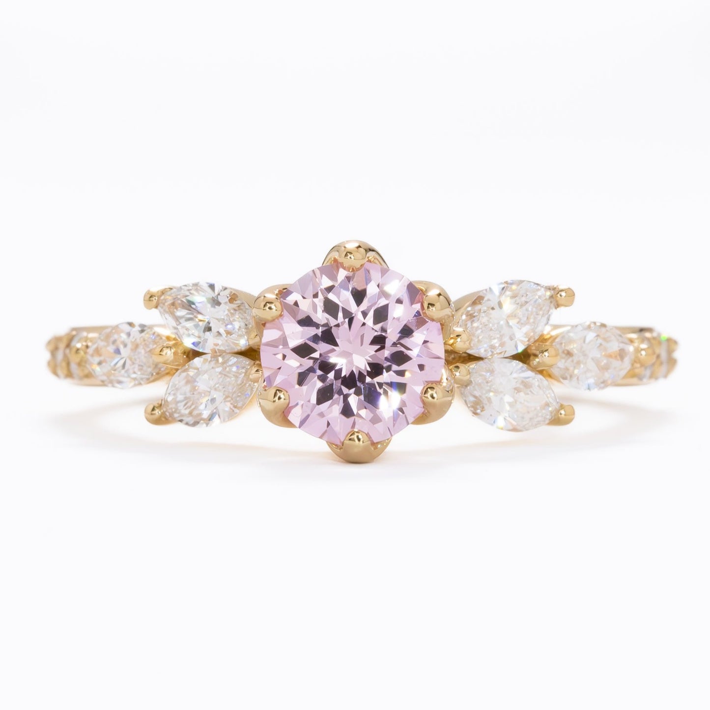 talia engagement ring with pink lab sapphire