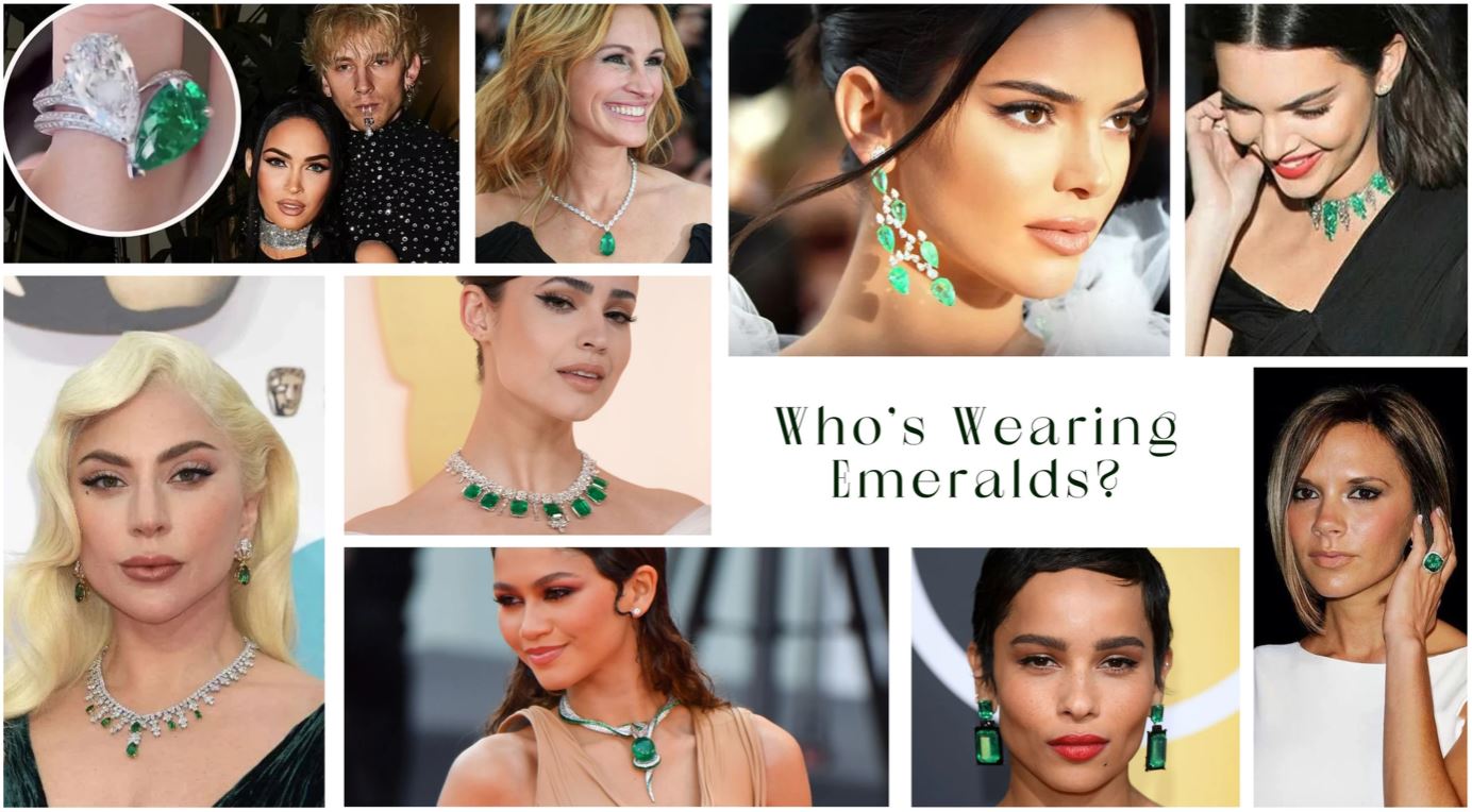 celebrities wearing emerald jewelry