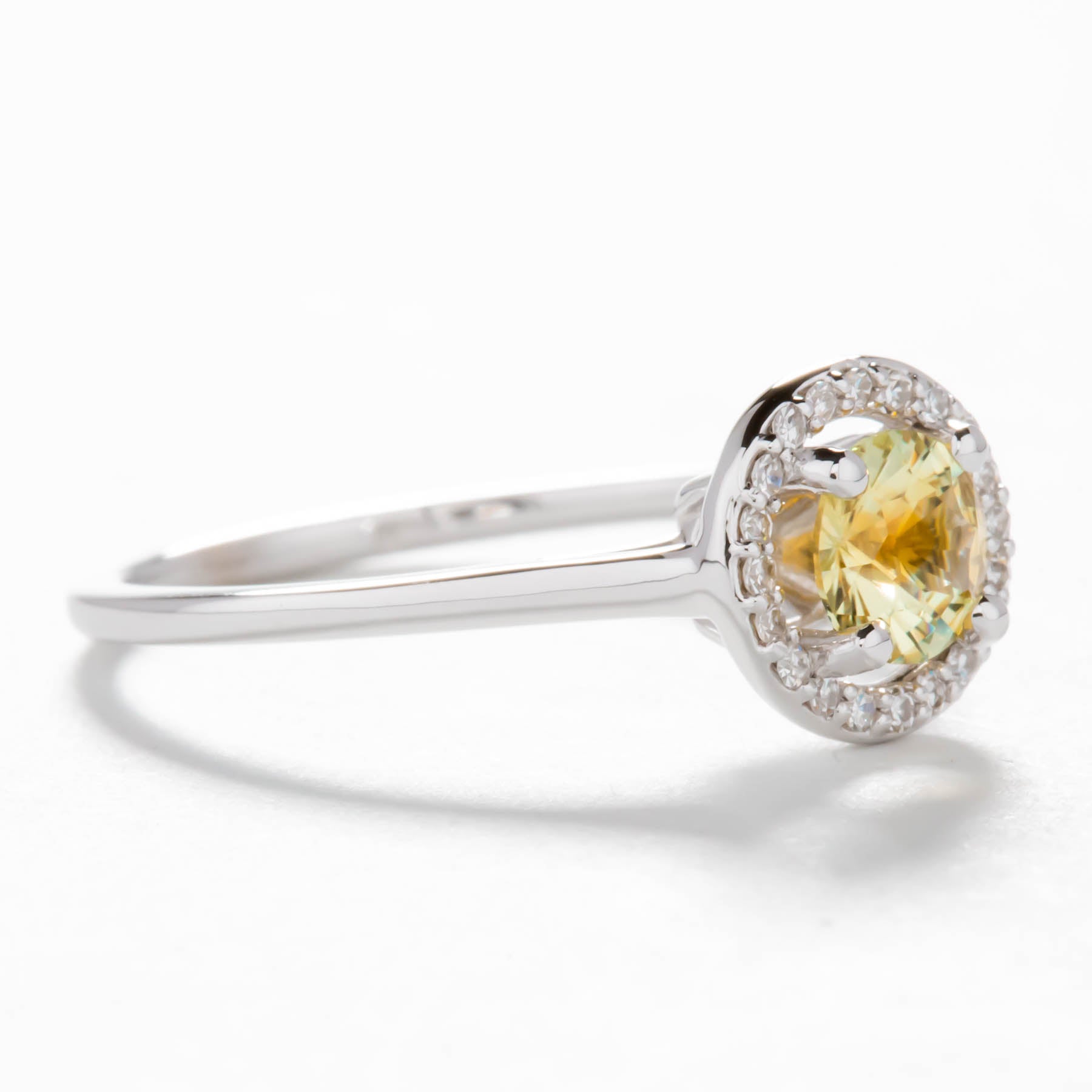 yellow montana sapphire halo ring