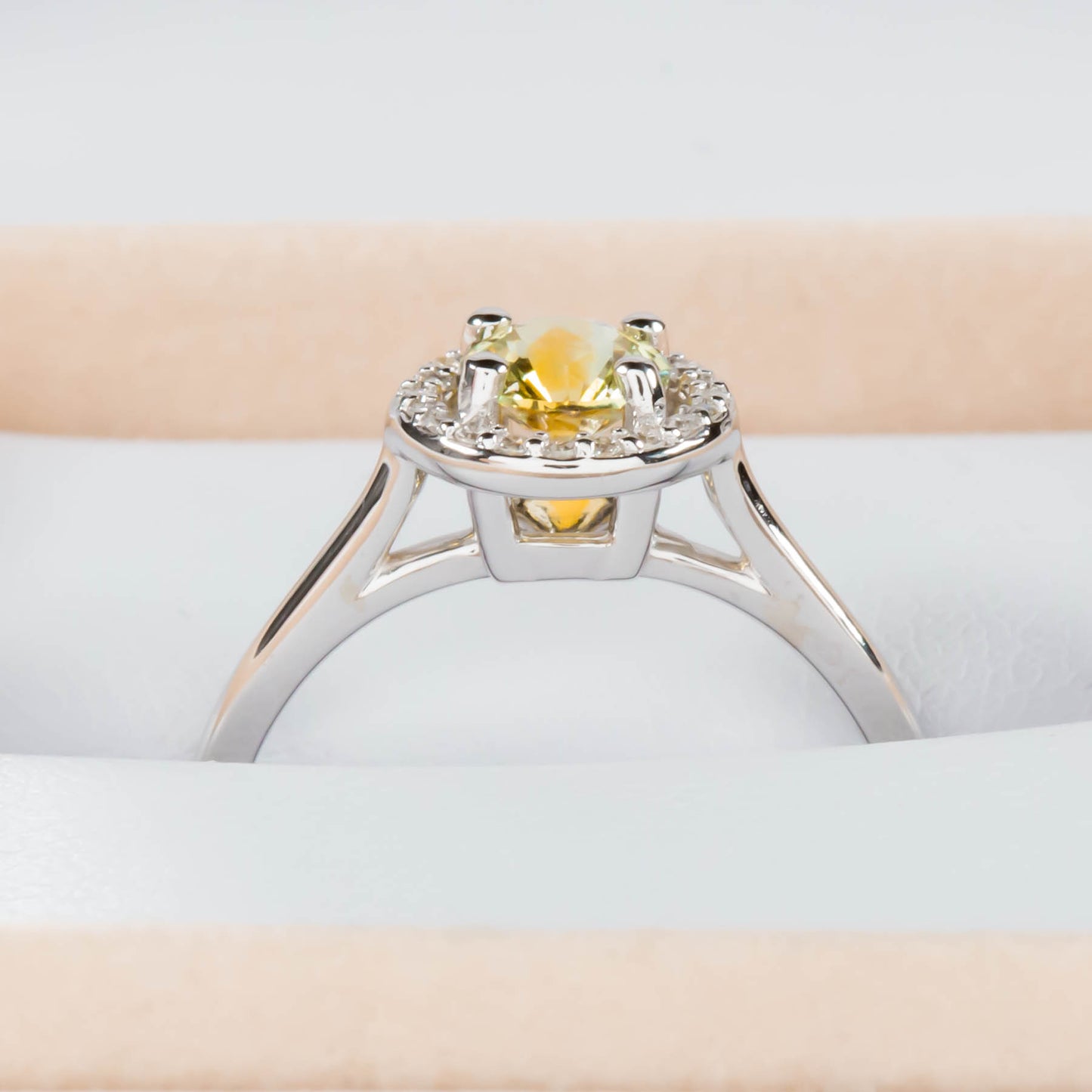 yellow montana sapphire halo ring